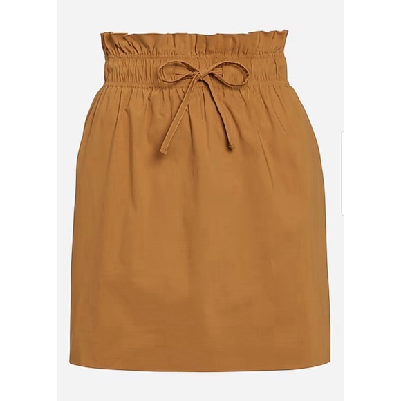 Express High Waisted Paper Bag Mini Skirt Women's Size 8 Mustard Yellow NWT - Picture 4 of 13